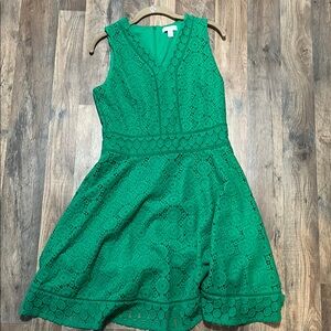Green Lace Fit-and-Flare Dress